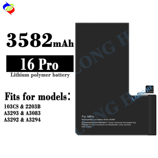 For iPhone 16 Pro Standard Capacity Battery 3582mAh (SKU: 10874)