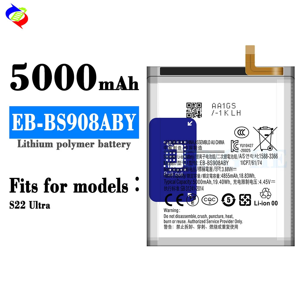 For Samsung Galaxy S22 Ultra Battery EB-BS908ABY (SKU: 21947)