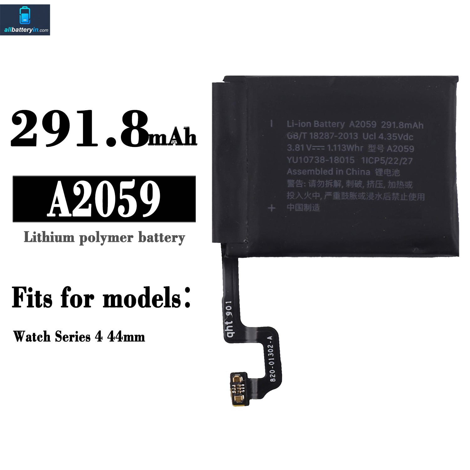 For Apple Watch S4 44mm / A2059 Battery 291.8mAh (SKU: 13077)