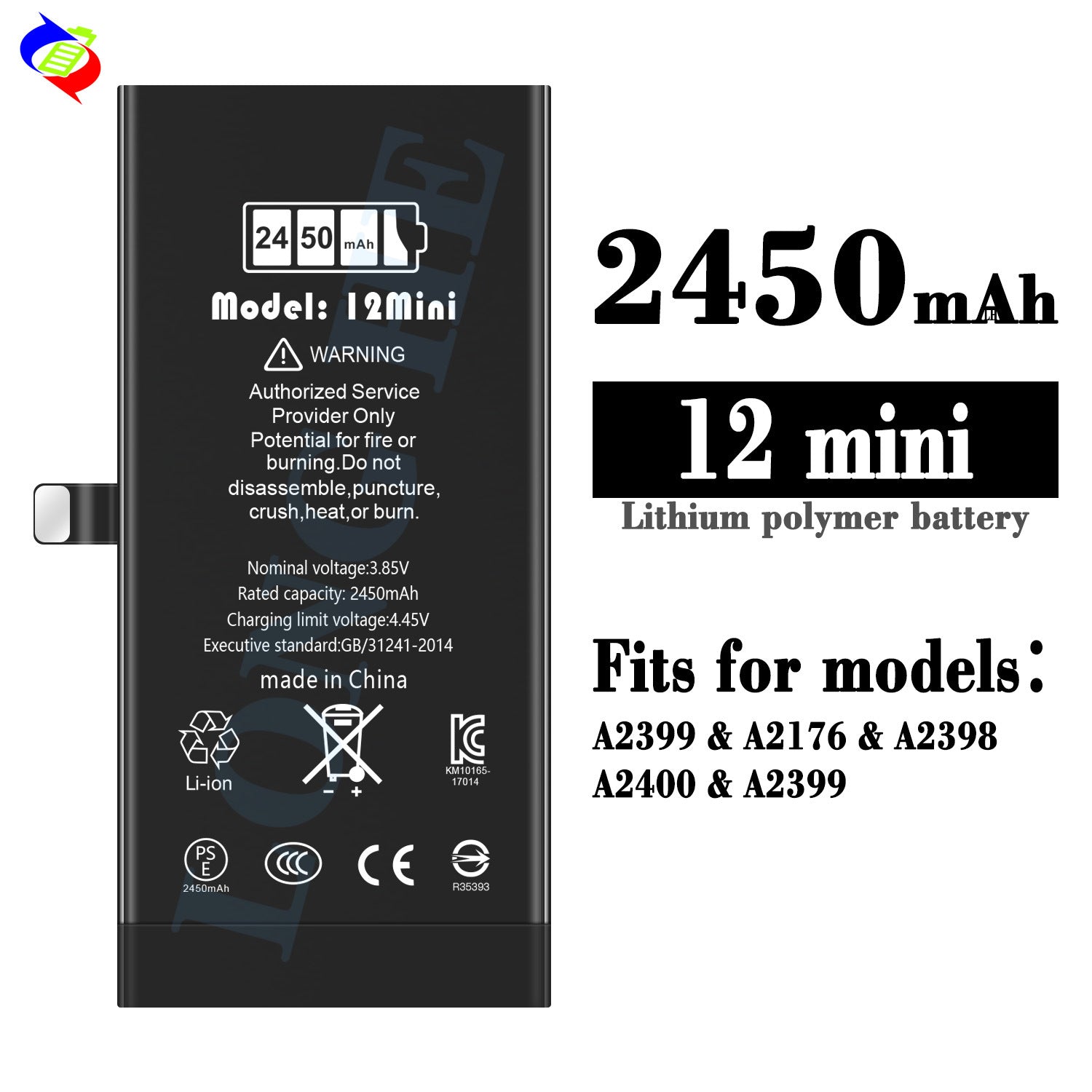 For iPhone 12 mini High Capacity Run Diagnostic Battery 2450mAh (SKU: 10841)