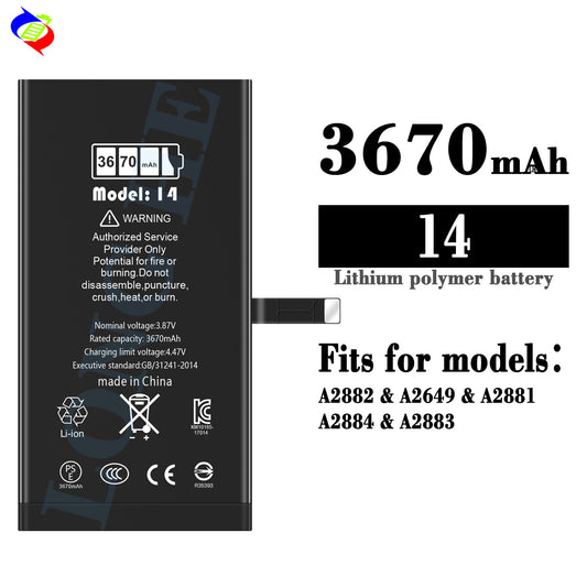 For iPhone 14 High Capacity Run Diagnostic Battery 3670mAh (SKU: 10855)