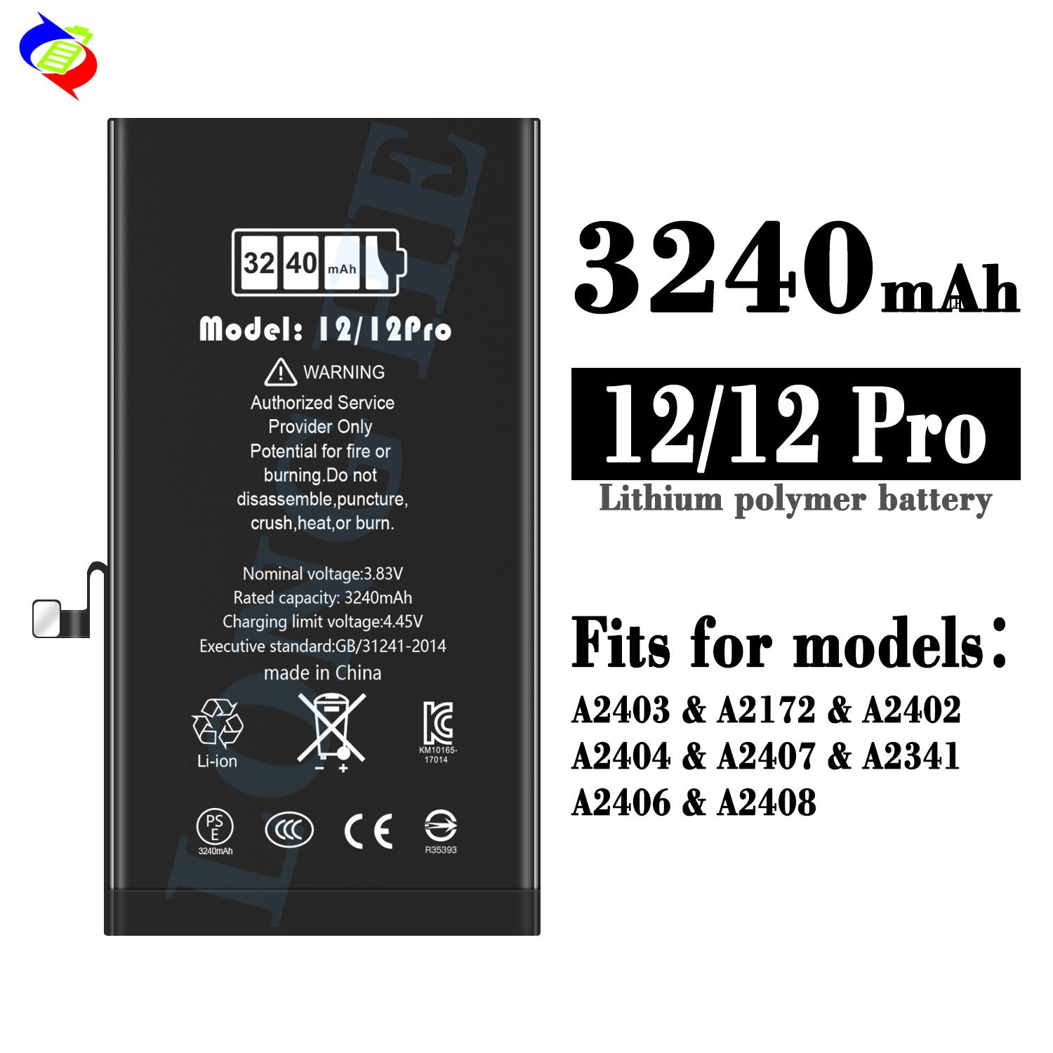 For iPhone 12 / 12 Pro High Capacity Run Diagnostic Battery 3240mAh (SKU: 10839)