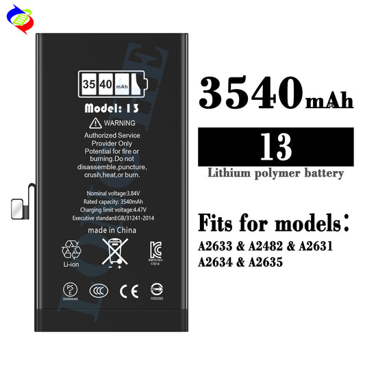 For iPhone 13 High Capacity Run Diagnostic Battery 3540mAh (SKU: 10847)
