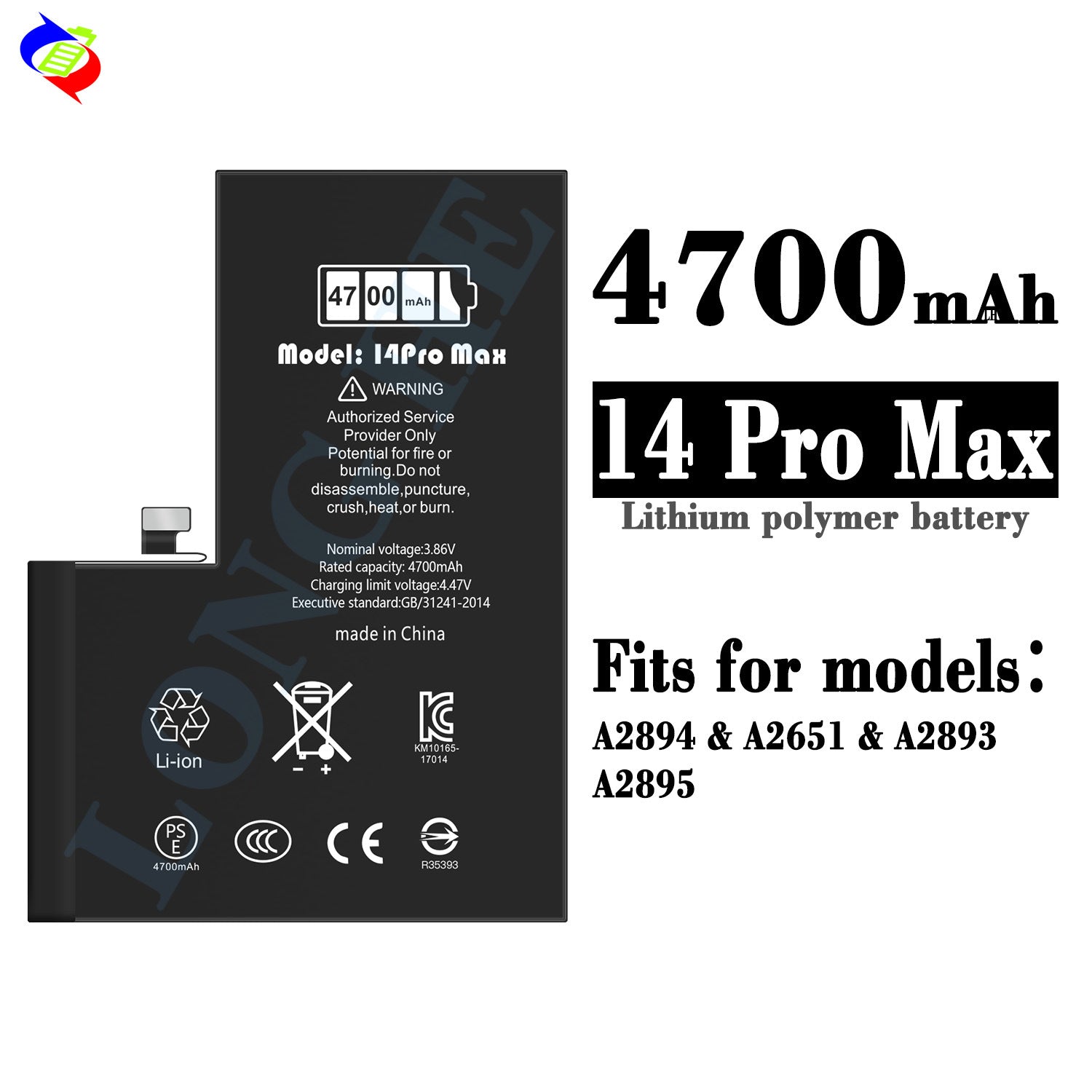 For iPhone 14 Pro Max High Capacity Run Diagnostic Battery 4700mAh (SKU: 10861)