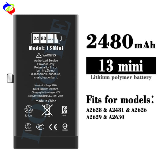 For iPhone 13 mini High Capacity Run Diagnostic Battery 2480mAh (SKU: 10849)