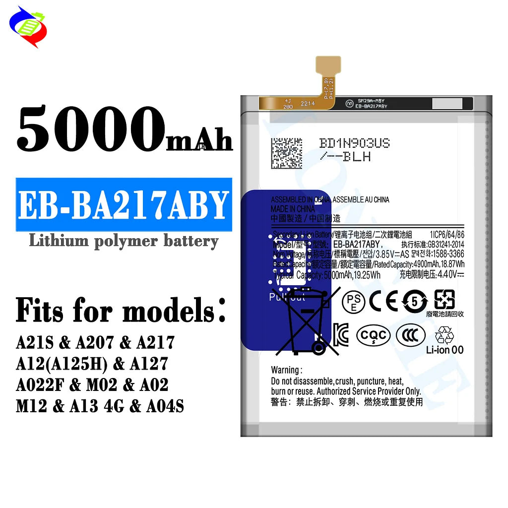 For Samsung Galaxy A02 / A022 / A13 / A13S / A135 / A04S / A047 / A21S / A207 / A12 / A125 Battery EB-BA217ABY (SKU: 21975)